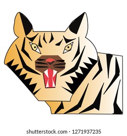 Vector illustration cute tiger Beautiful animal.