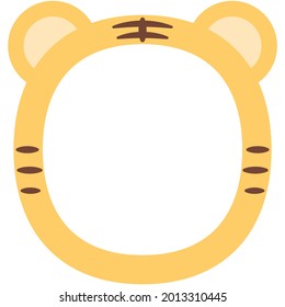 Vector illustration of cute tiger face frame