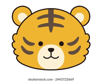 Vector illustration of cute tiger face. Icon, animal