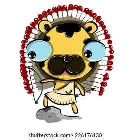 vector illustration of cute  tiger indian  cartoon drawing style