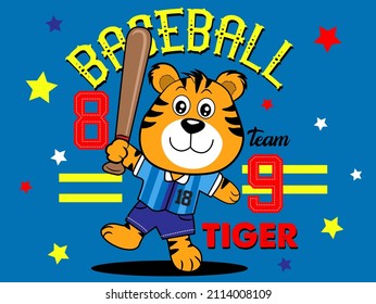 Vector illustration with cute tiger . Trendy flat style print design with wild animal,tshirt shirt childish character for sticker or greeting card eps10