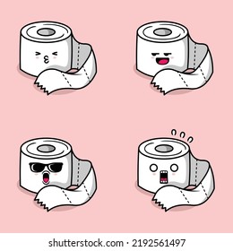 Vector Illustration Of Cute Toilet Paper Emoji