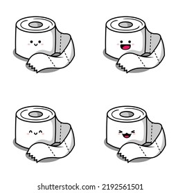 Vector Illustration Of Cute Toilet Paper Emoji