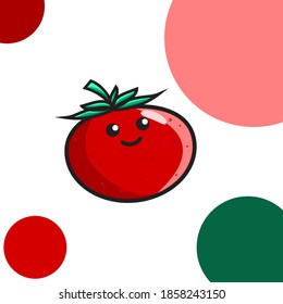 Vektorgrafik süßer Tomatenkartoonfigur. Gut für Kinder buchen Illustration, Kinderprodukt, Kindererziehung, etc.