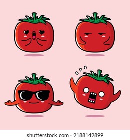 ilustración vectorial del emoji lindo del tomate
