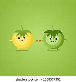 ilustración vectorial del personaje de la mascota de la fruta del tomate lindo

