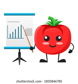 vector illustration of cute tomato mascot or character presentation. cute tomato Concept White Isolated. Flat Cartoon Style Suitable for Landing Page, Banner, Flyer, Sticker.