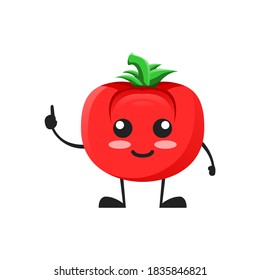 vector illustration of cute tomato mascot or character have good idea. cute tomato Concept White Isolated. Flat Cartoon Style Suitable for Landing Page, Banner, Flyer, Sticker.