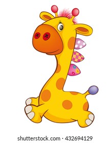 Vector Illustration of a Cute Toy Giraffe. Cartoon Character
