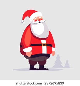 Vector illustration of cute traditional Santa Claus character Christmas winter holiday design element