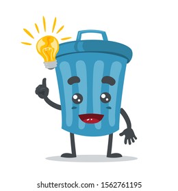 vector illustration of cute trash can mascot got idea on white background