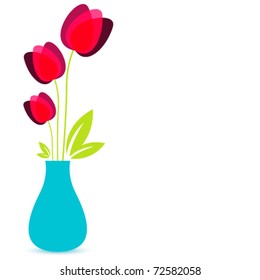 Vector illustration of cute tulips in vase