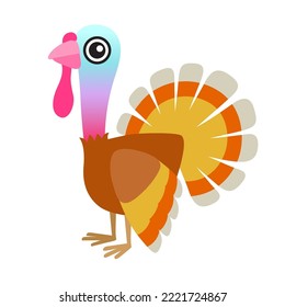 Vector illustration of cute turkey in cartoon style