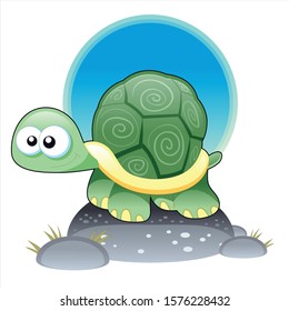 Vector illustration, cute turtle animal image, liked by children