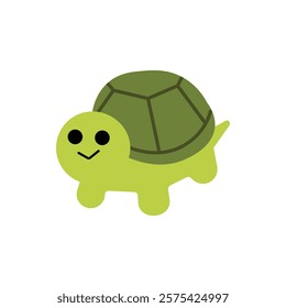 Vector illustration of cute turtle animal on white background. Funny retro underwater tortoise swimming in sea or ocean water, marine animal protection mascot. 