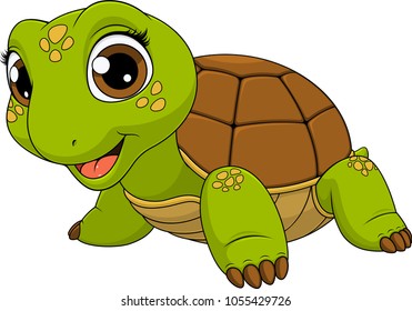 
Vector illustration of a cute turtle baby child smiling, on a white background