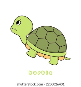 Vektorgrafik süßer Schildkrötenkartoon einzeln auf weißem Hintergrund