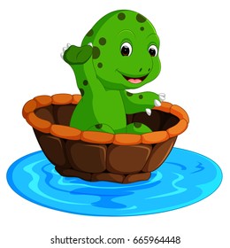 vector illustration of Cute turtle cartoon