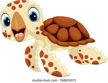 Vector illustration of cute turtle cartoon isolated on white background 