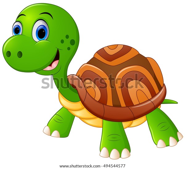 Vector Illustration Cute Turtle Cartoon Standing Stock Vector (Royalty ...