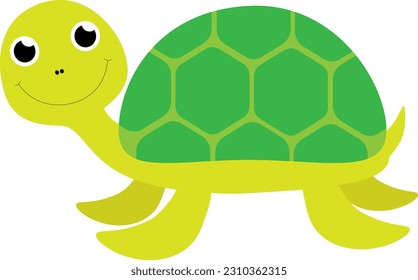 Vector illustration of cute turtle character in cartoon style	