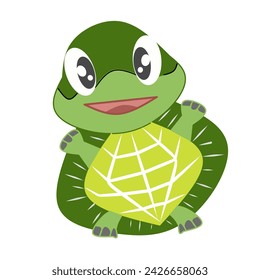 Vector illustration of cute turtle character on white background