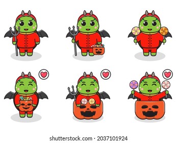 Vector illustration of cute Turtle with Devil costume. Turtle character vector design. Good for label, sticker, clipart.