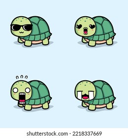 vector illustration of cute turtle emoji