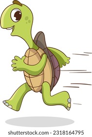 vector illustration of cute turtle running fast