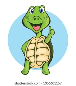 Vector illustration of cute turtle with thumb up.