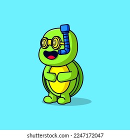 	
Vector illustration of a cute turtle wearing a scuba gear