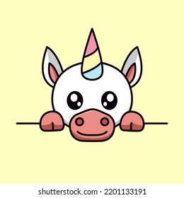 Vector illustration of cute unicorn and chibi animal