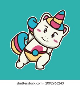 vector illustration of cute unicorn doing sport, suitable for children's books, birthday cards, valentine's day.