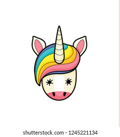 Vector illustration of cute unicorn face 