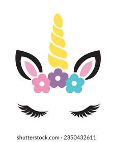 vector illustration of a cute unicorn face