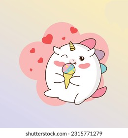 Vektorgrafik von süßem Einhorn mit Eis