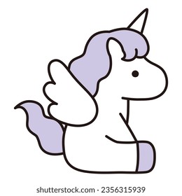 Vector illustration of cute unicorn icon with wings