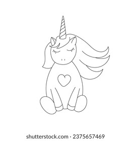Ilustración vectorial de un lindo unicornio. Aislado sobre fondo blanco