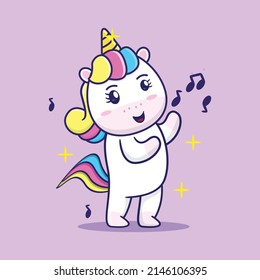  vector illustration of cute unicorn singing