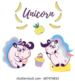 Vector illustration of cute unicorn.Cartoon style