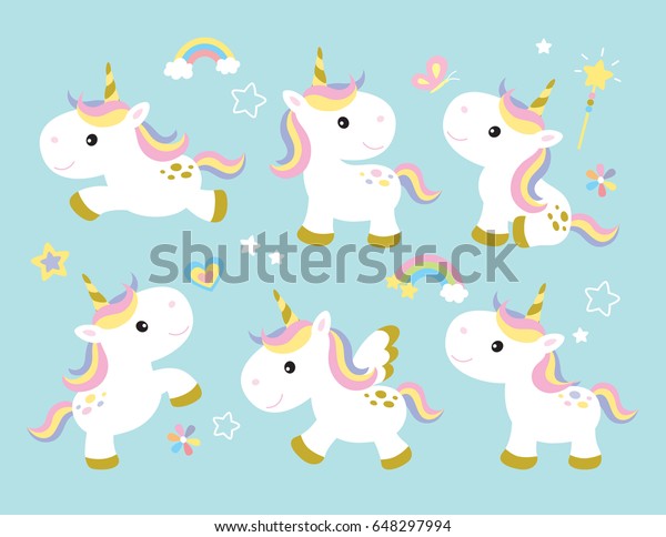 Vector illustration of\
cute unicorns.