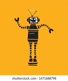 Vector illustration of cute vintage robot