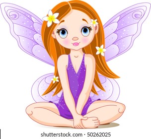 Vector Illustration of cute violet little fairy