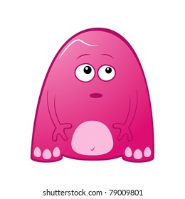 Vector illustration of cute violet little jelly monster