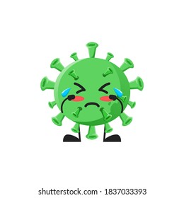 vector illustration of cute virus bacteria mascot or character cry pose. cute virus bacteria Concept White Isolated. Flat Cartoon Style Suitable for Landing Page, Banner, Flyer, Sticker.