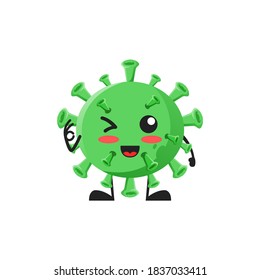 vector illustration of cute virus bacteria mascot or character agree okay. cute virus bacteria Concept White Isolated. Flat Cartoon Style Suitable for Landing Page, Banner, Flyer, Sticker.