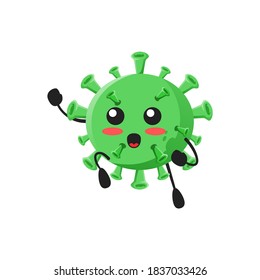 vector illustration of cute virus bacteria mascot or character with spirit expression. cute virus bacteria Concept White Isolated. Flat Cartoon Style Suitable for Landing Page, Banner, Flyer, Sticker.