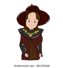 vector illustration of cute warrior-Thai-women cartoon drawing style