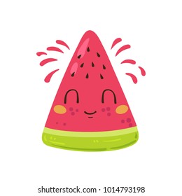 Vector illustration, cute watermelon character with a nice smile