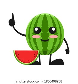 vector illustration of cute watermelon fruit or character have good idea. cute watermelon fruit Concept White Isolated. Flat Cartoon Style Suitable for Landing Page, Banner, Flyer, Sticker.